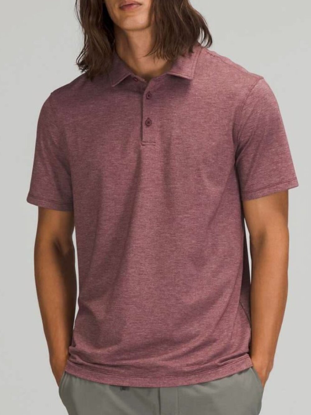 Lululemon Men's Evolution Short Sleeve Polo Shirt in Heathered Red Merlot Small